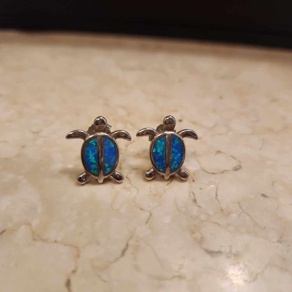 Turtle Shaped Blue Earrings